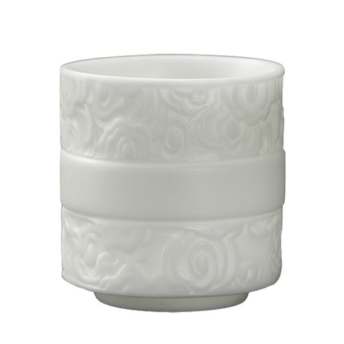 Dehua mutton-fat Jade Porcelain Master Cup Embossed with Auspicious Clouds