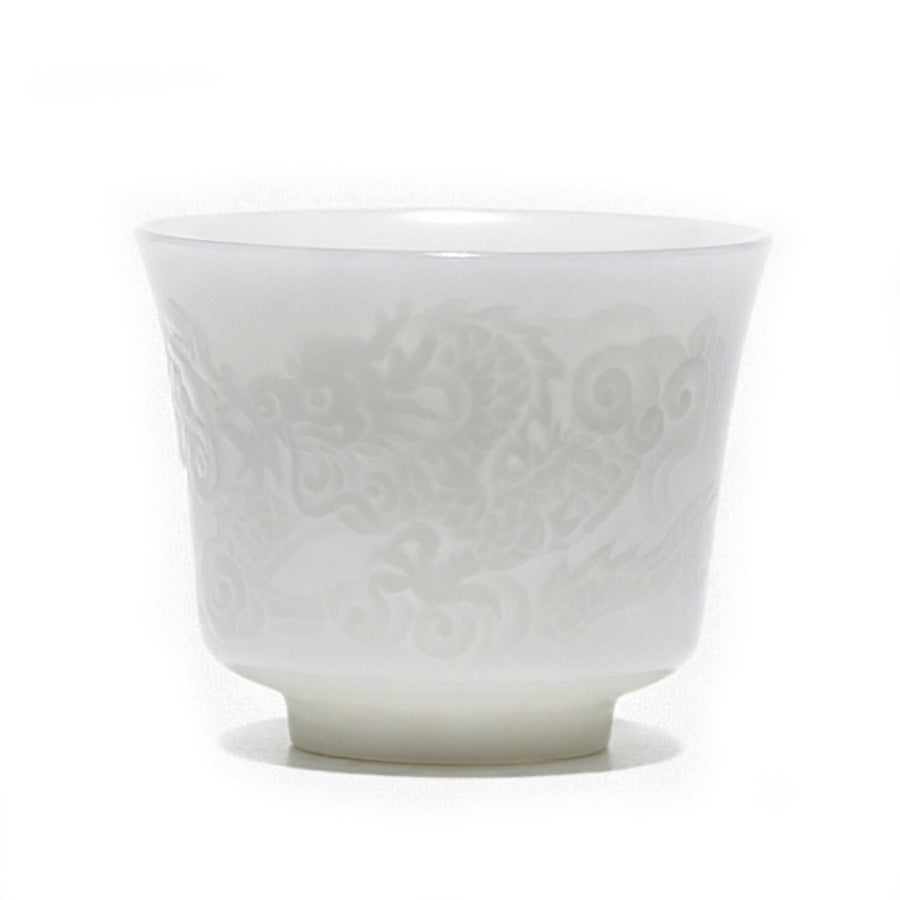 Ice Jade Porcelain Unglazed Zodiac Cup Sheep Fat Jade White Porcelain Tea Cup Kung Fu Personal Single Cup Dehua Relief Ceramic