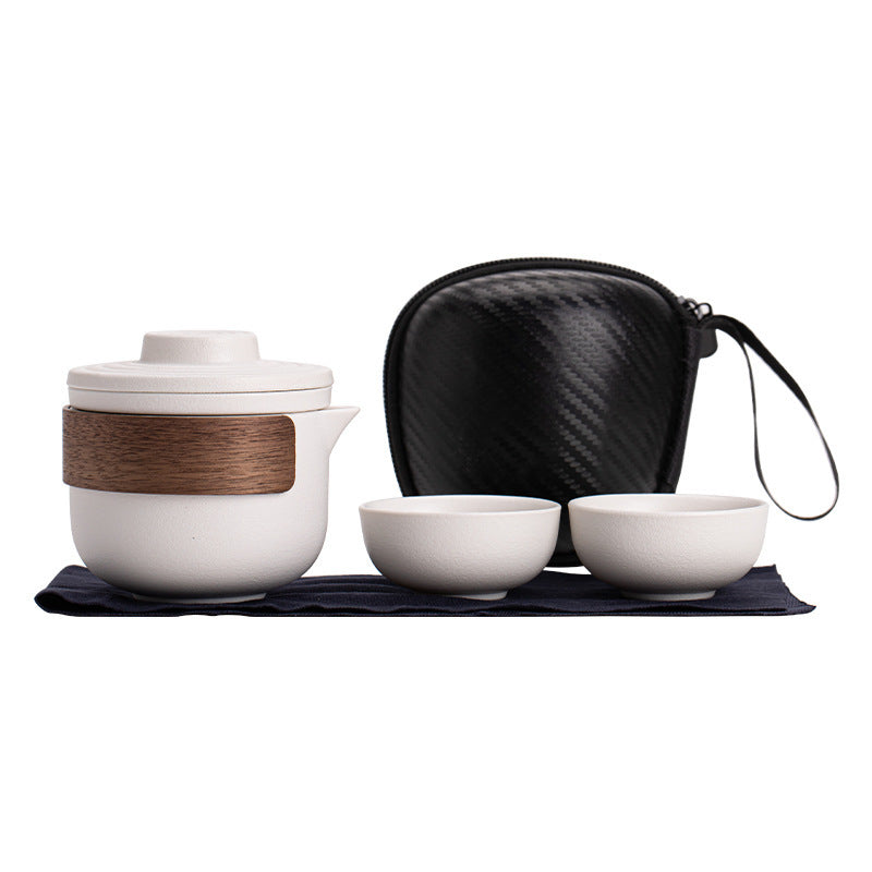 Travel tea set small kit, portable quick-service cup for outdoor camping and travel, tea pot and two cups