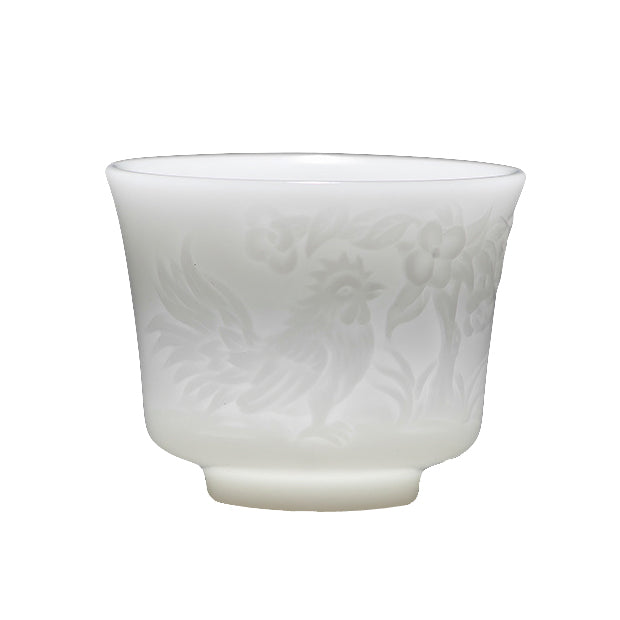 Ice Jade Porcelain Unglazed Zodiac Cup Sheep Fat Jade White Porcelain Tea Cup Kung Fu Personal Single Cup Dehua Relief Ceramic