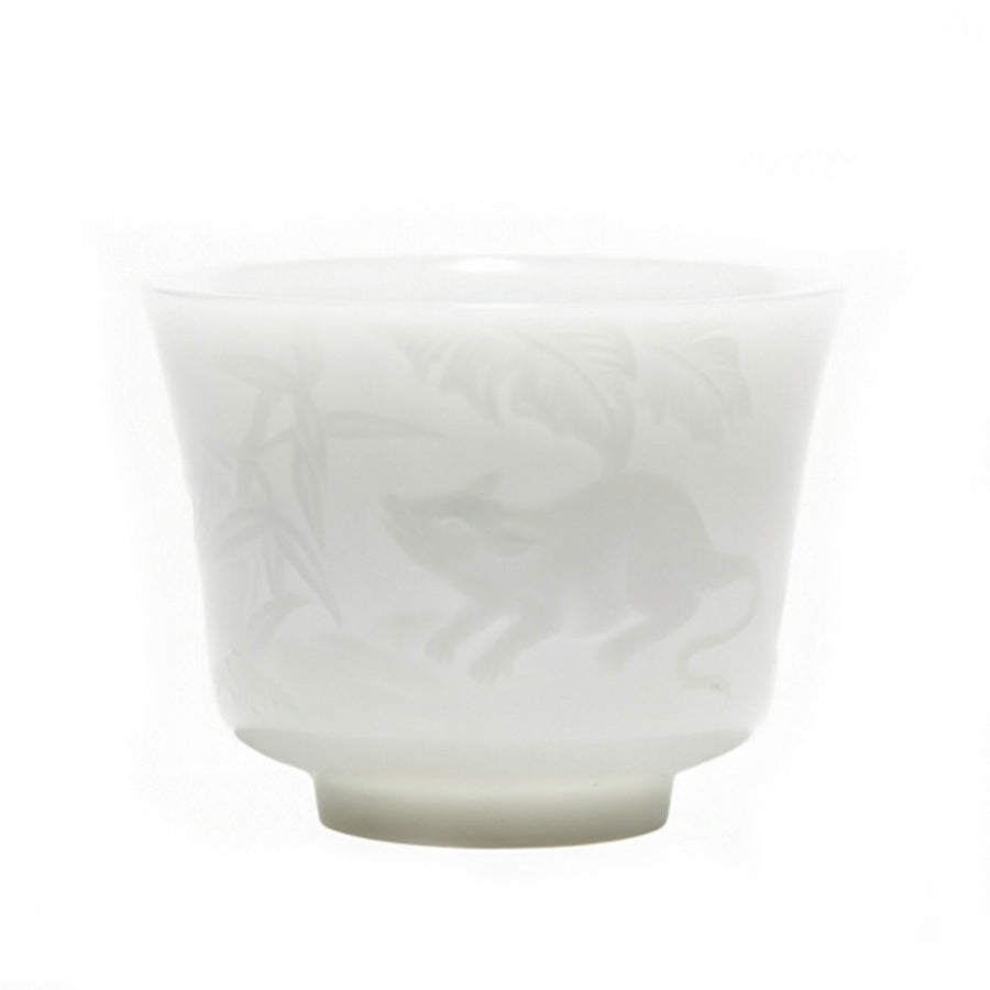 Ice Jade Porcelain Unglazed Zodiac Cup Sheep Fat Jade White Porcelain Tea Cup Kung Fu Personal Single Cup Dehua Relief Ceramic