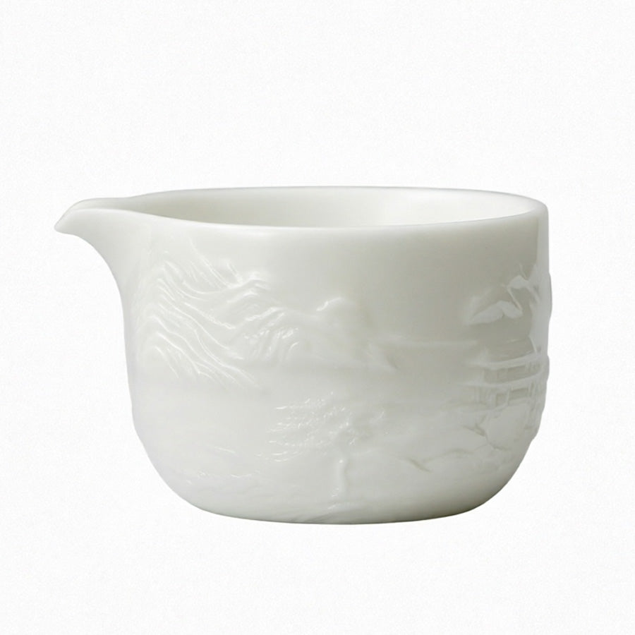 Ice Type Unglazed Mutton Fat Jade Porcelain Gongdao Cup Relief Tea Cup Ceramic Tea Sea Household Gong Cup Kung Fu Tea Set Accessories